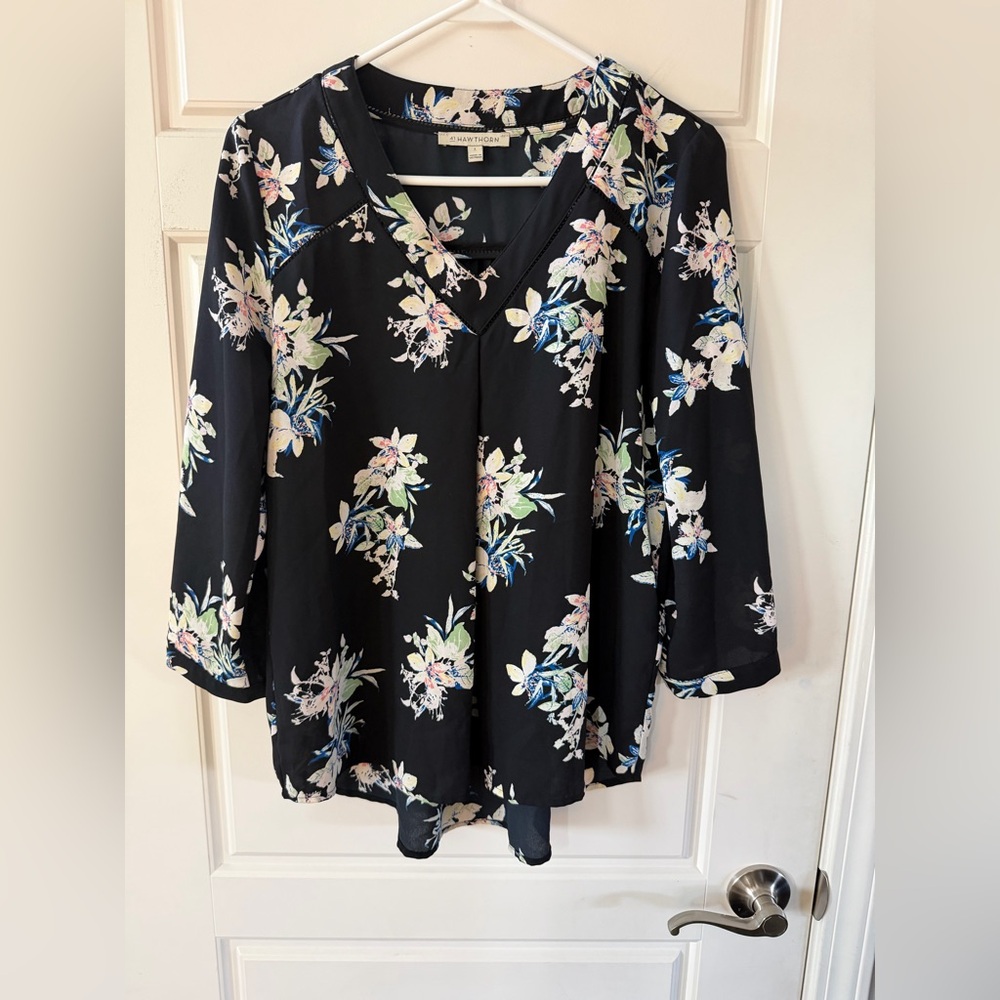 41 Hawthorn Black Floral Print Blouse